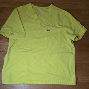 Men's Figs Yellow Short Sleeve Scrub Top Crew Neck